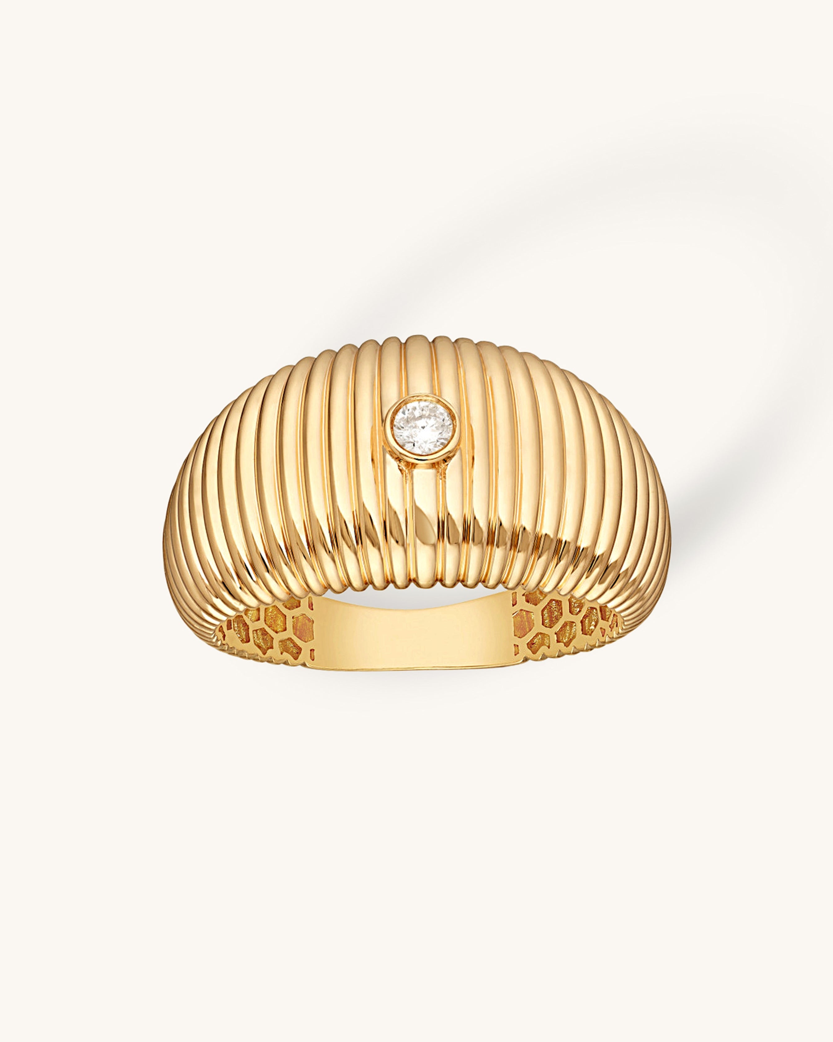 Gold Ribbed Dome Ring - Sparkle Society