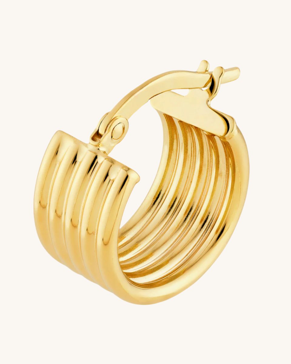 Gold Ribbed Hoops - Sparkle Society