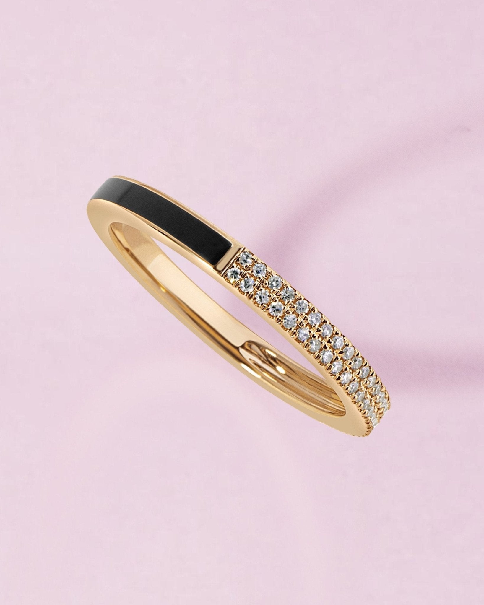 Half Enamel & Half Diamond Flat Ring - Sparkle Society