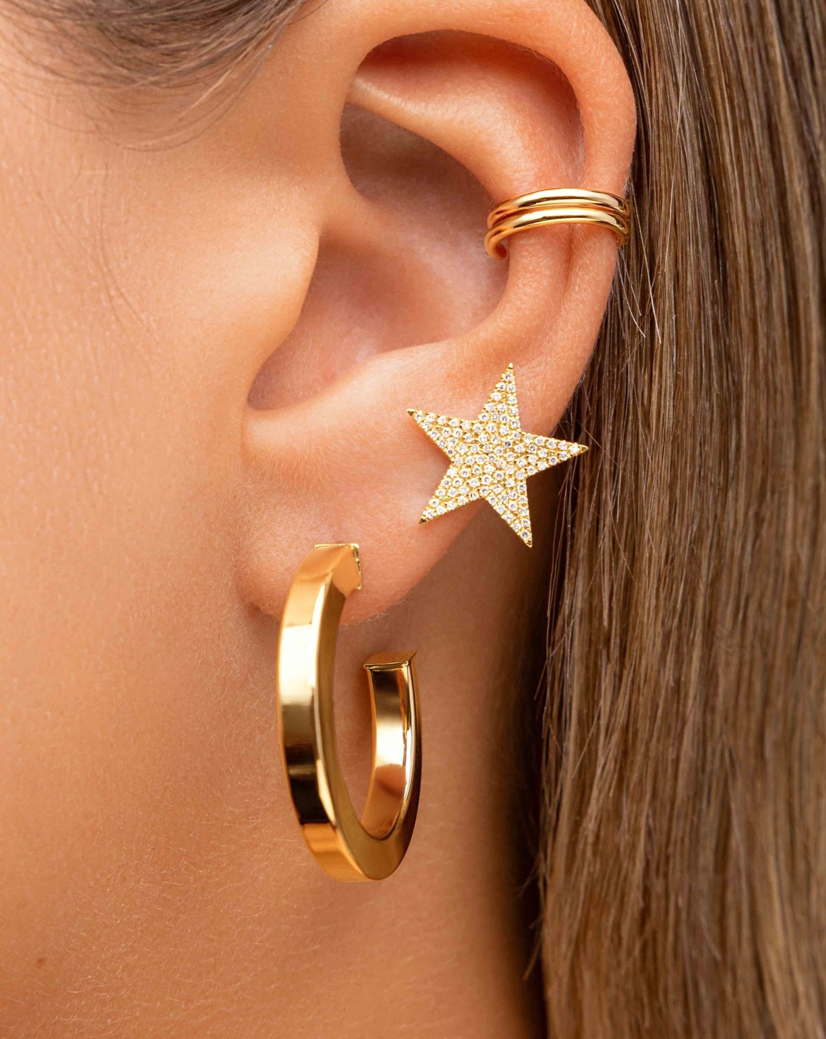 Hollow Gold Flat Hoops - Sparkle Society