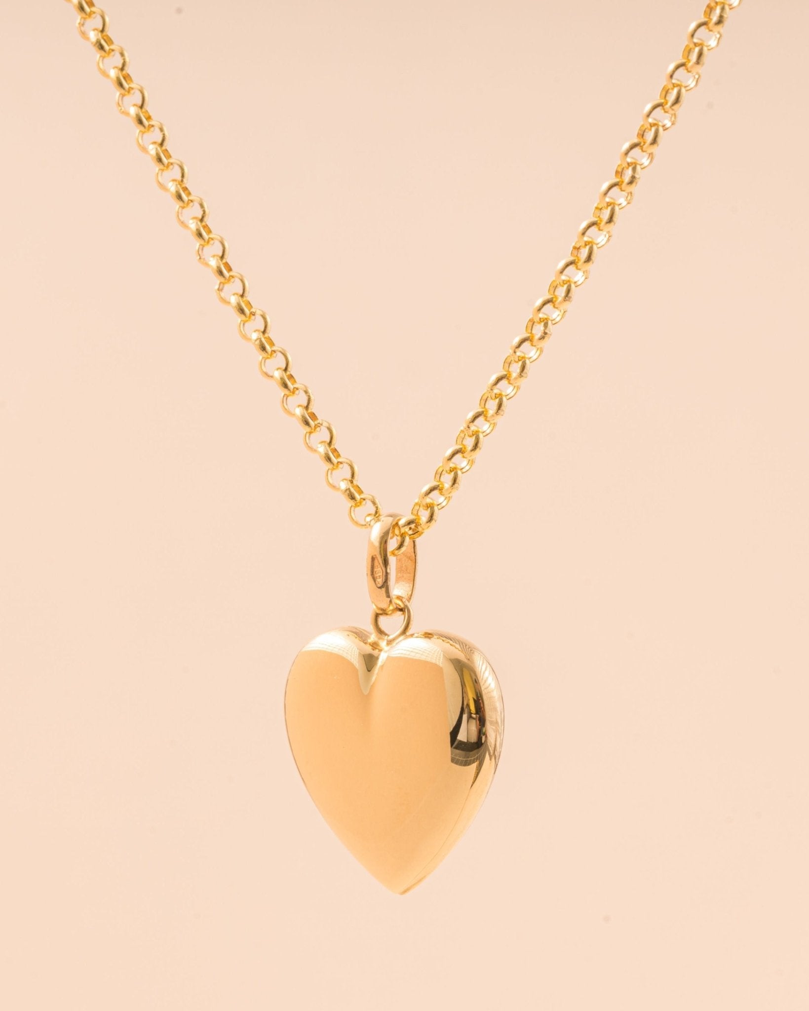 Hollow Gold Puffed Heart Necklace Charm - Sparkle Society