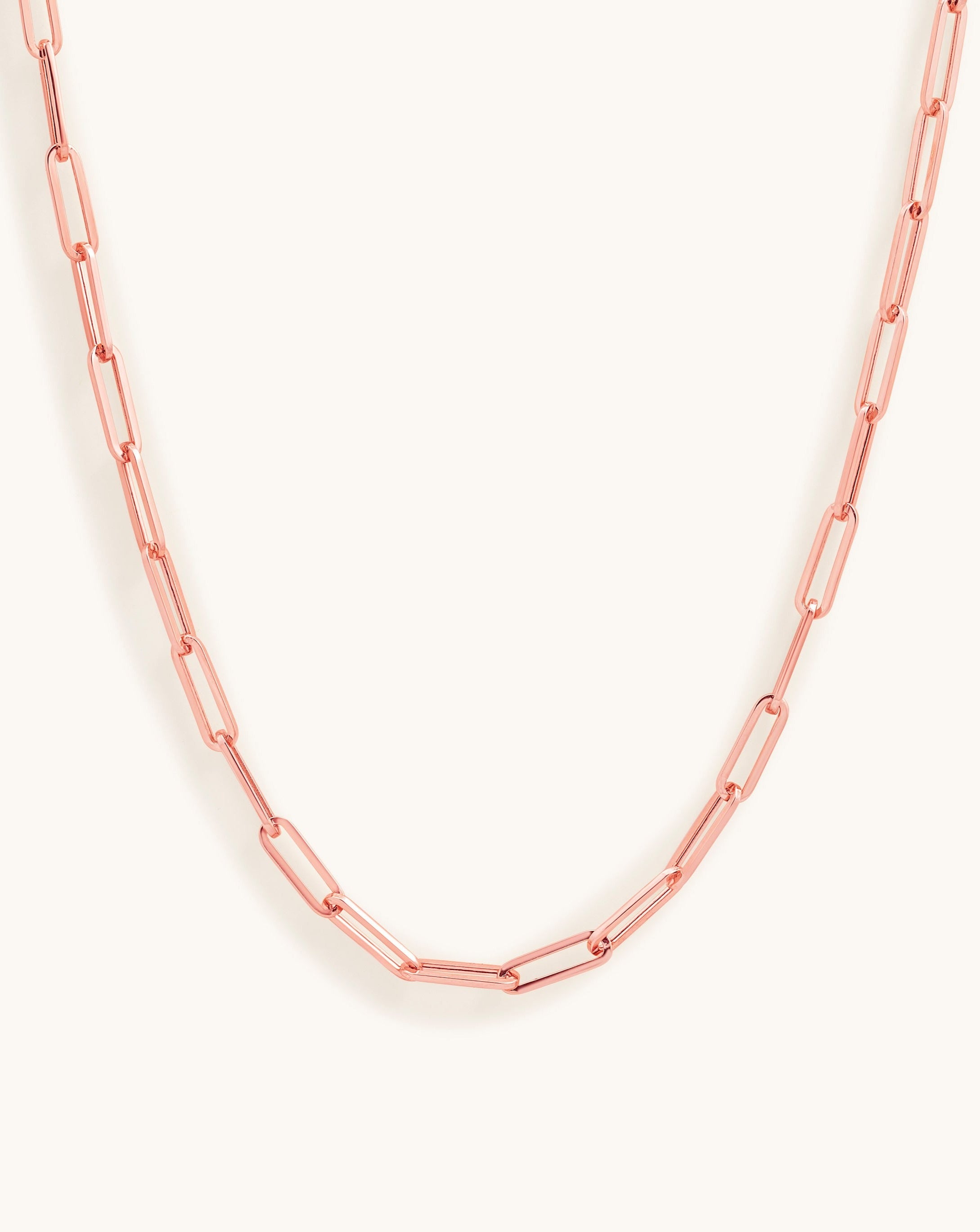 Hollow Rose Gold Paper Clip Necklace - Sparkle Society