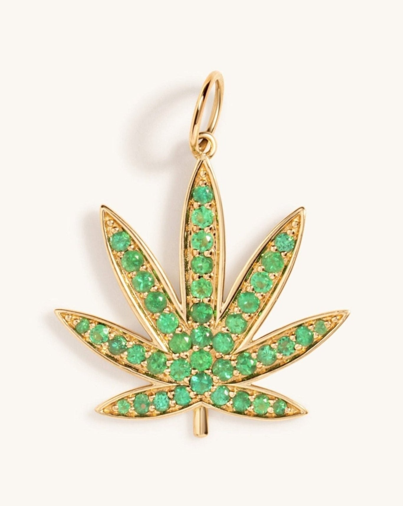 Jumbo Emerald Joy Leaf Necklace Charm - Sparkle Society