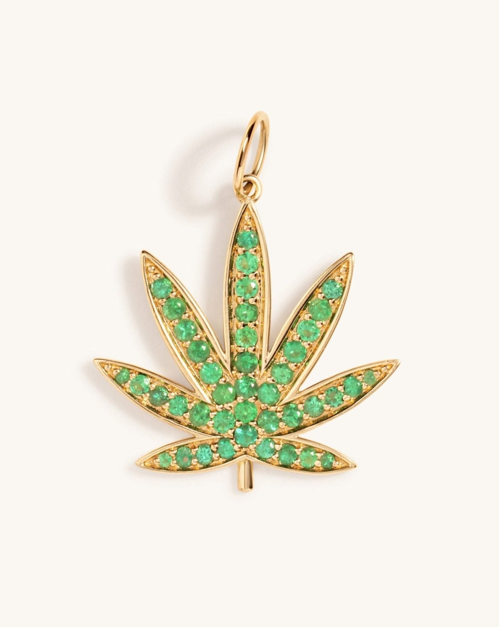 Jumbo Emerald Joy Leaf Necklace Charm - Sparkle Society