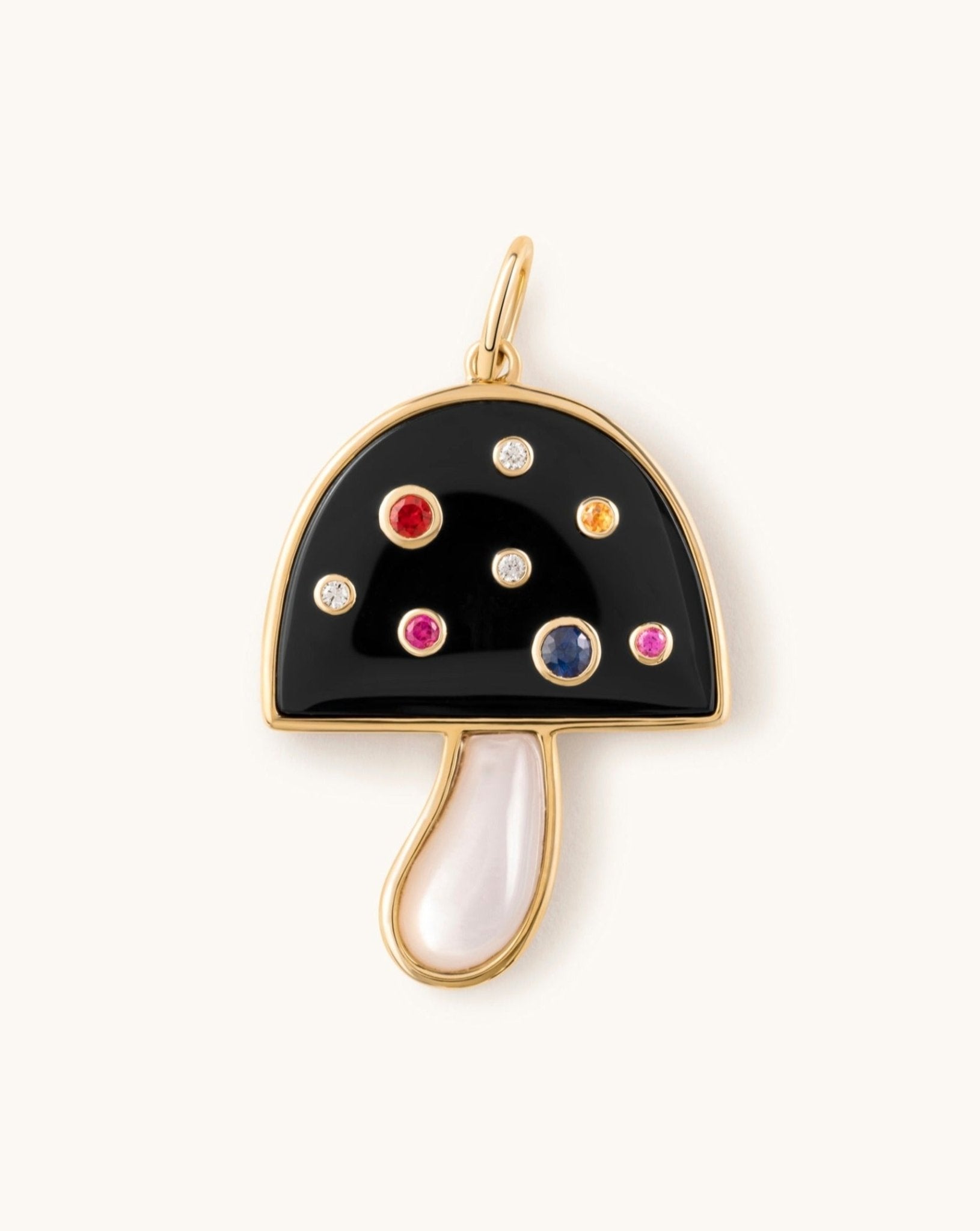 Jumbo Multi Gemstone Mushroom Necklace Charm - Sparkle Society