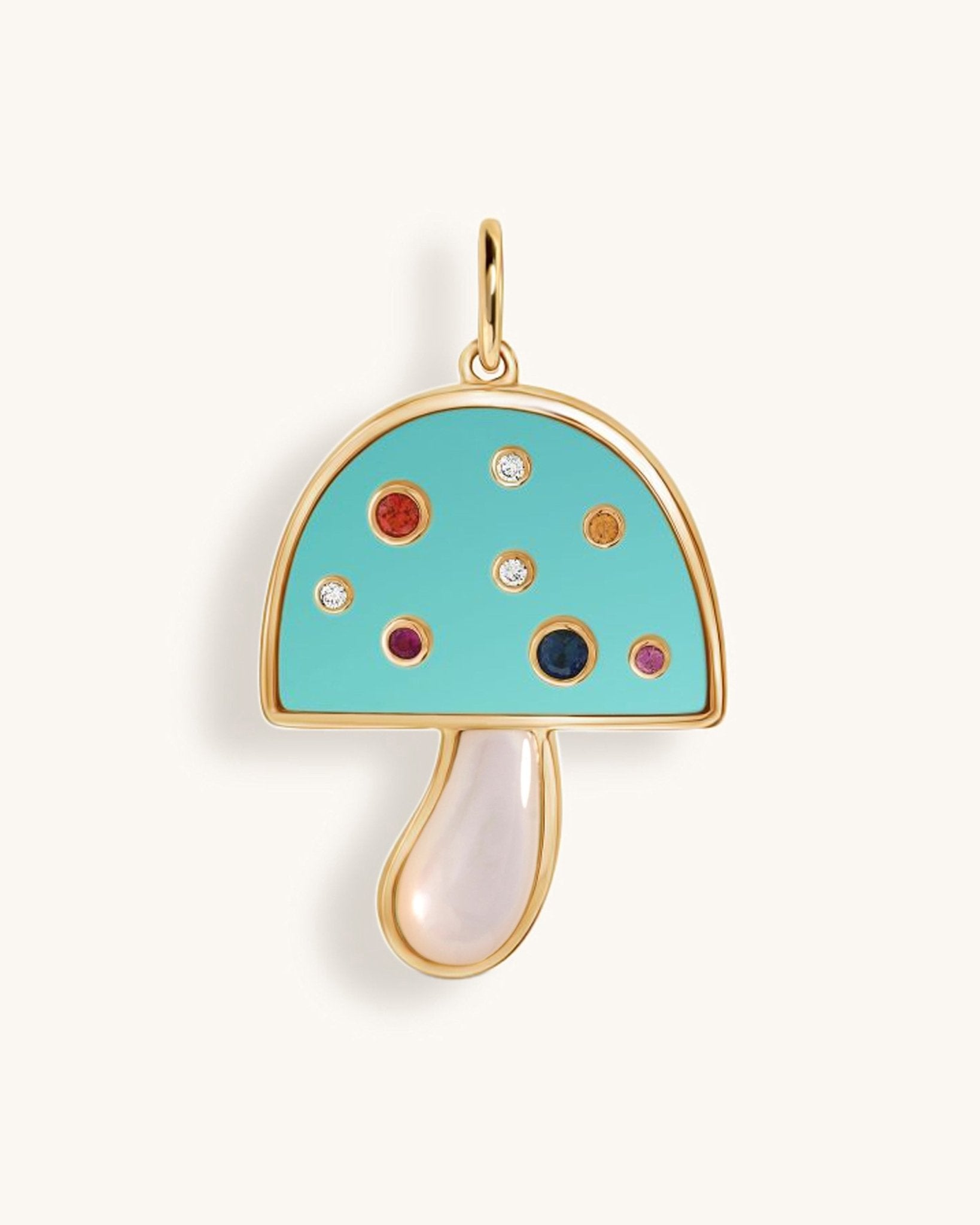 Jumbo Multi Gemstone Mushroom Necklace Charm - Sparkle Society