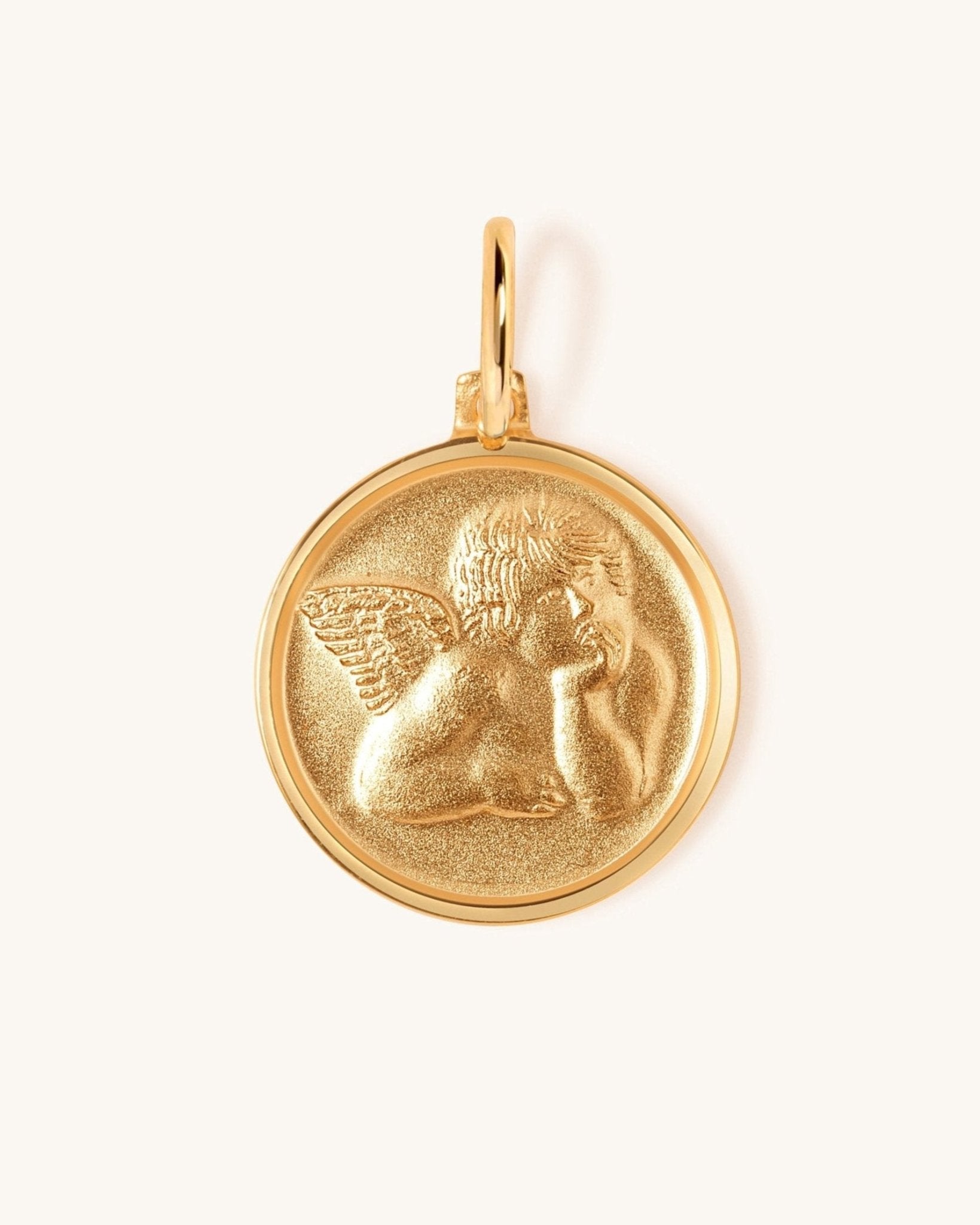 Large Brushed Gold Angel Necklace Charm - Sparkle Society