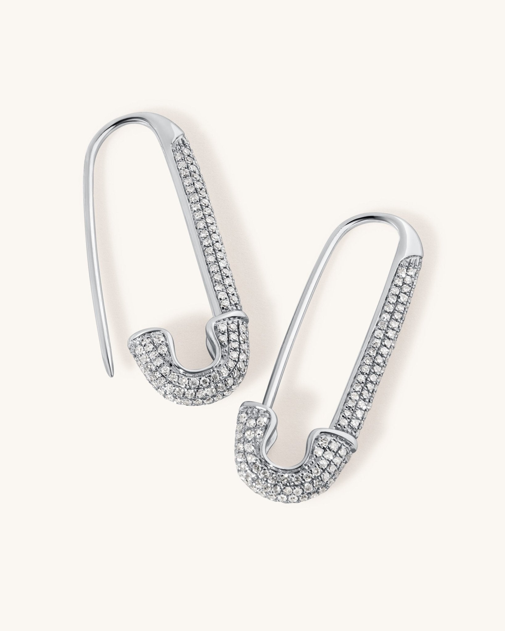 Large Diamond Safety Pin Earrings - Sparkle Society