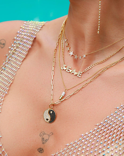 Large Diamond Yin & Yang Necklace Charm - Sparkle Society