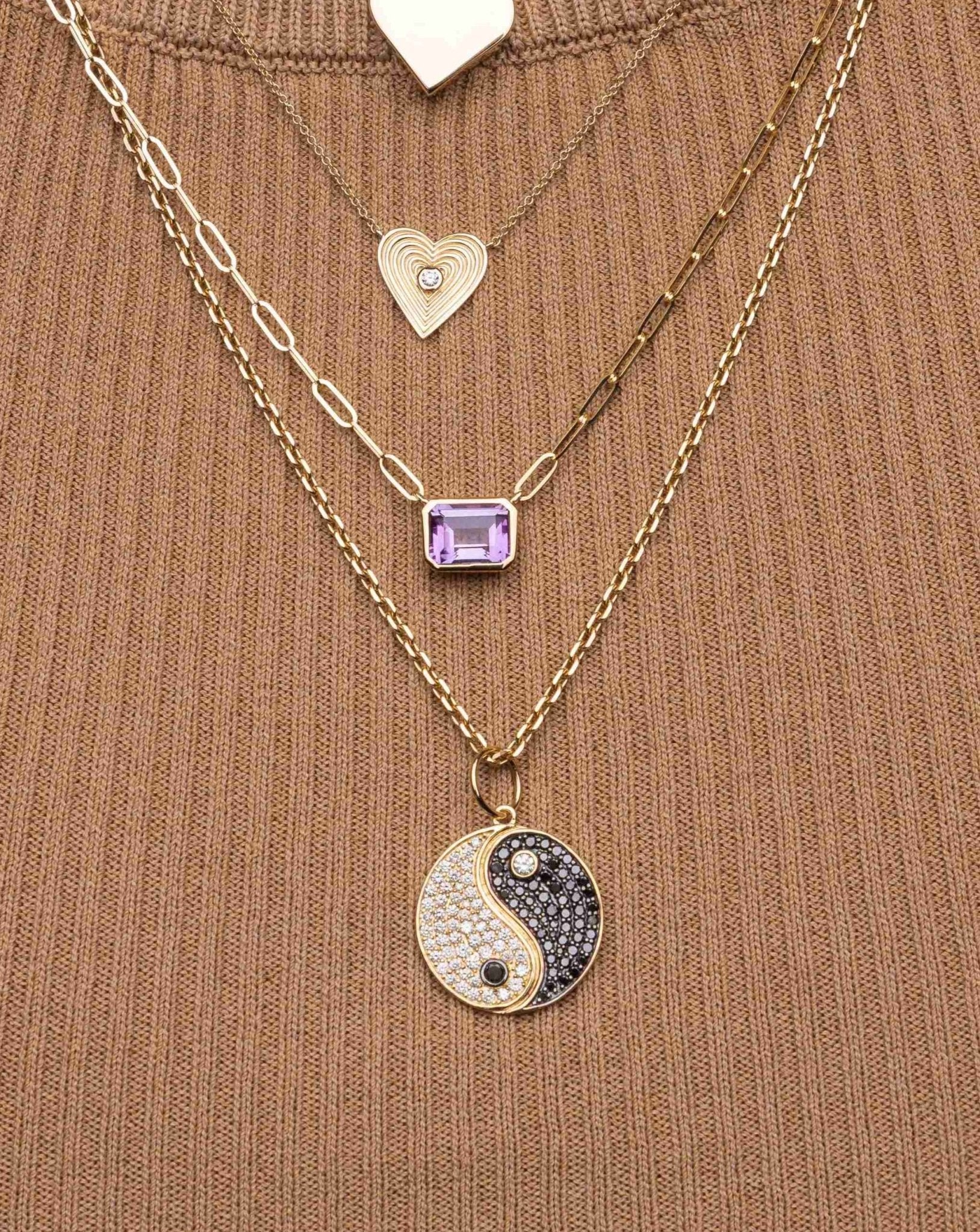 Large Diamond Yin & Yang Necklace Charm - Sparkle Society