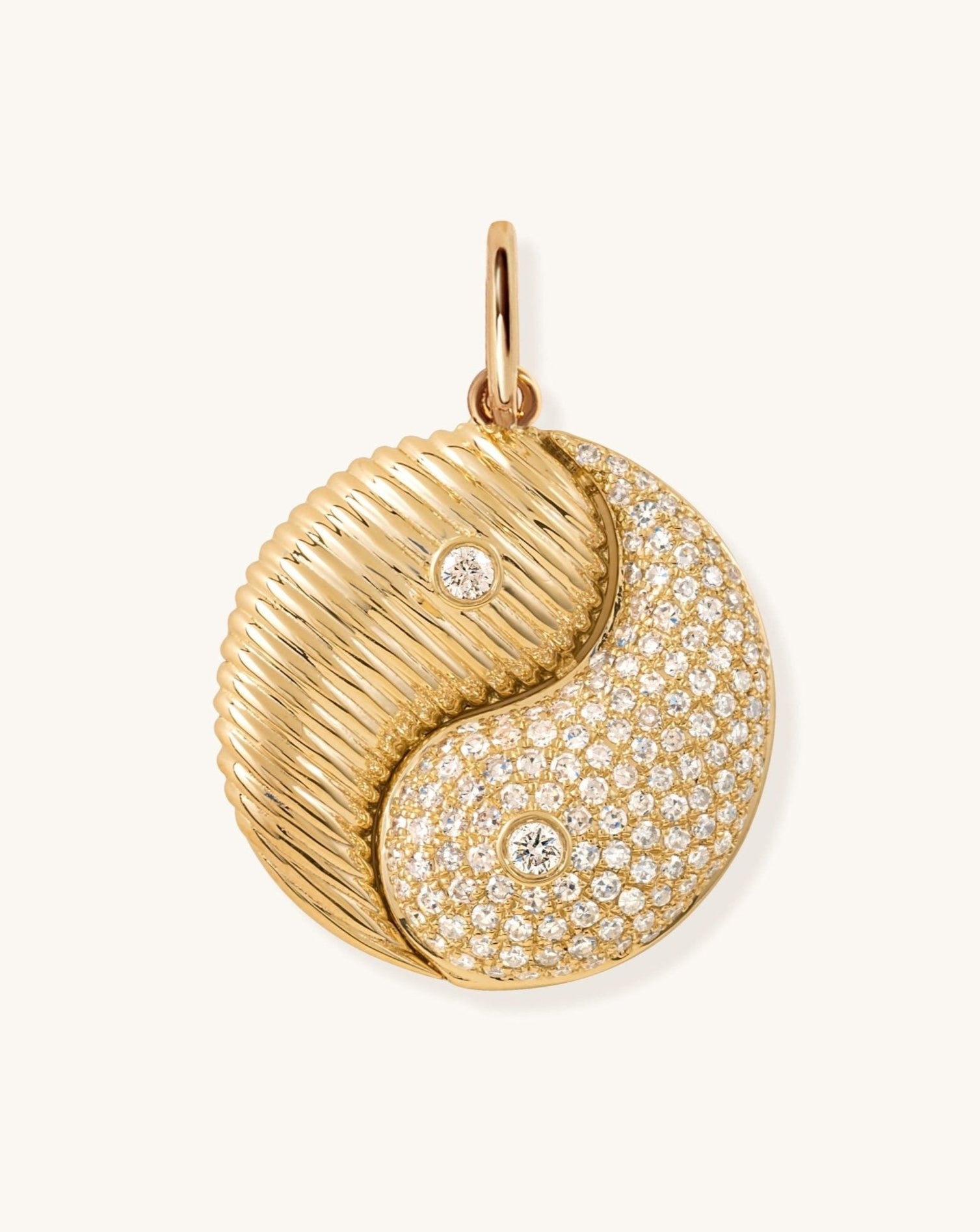 Large Gold and Diamond Yin & Yang Necklace Charm - Sparkle Society