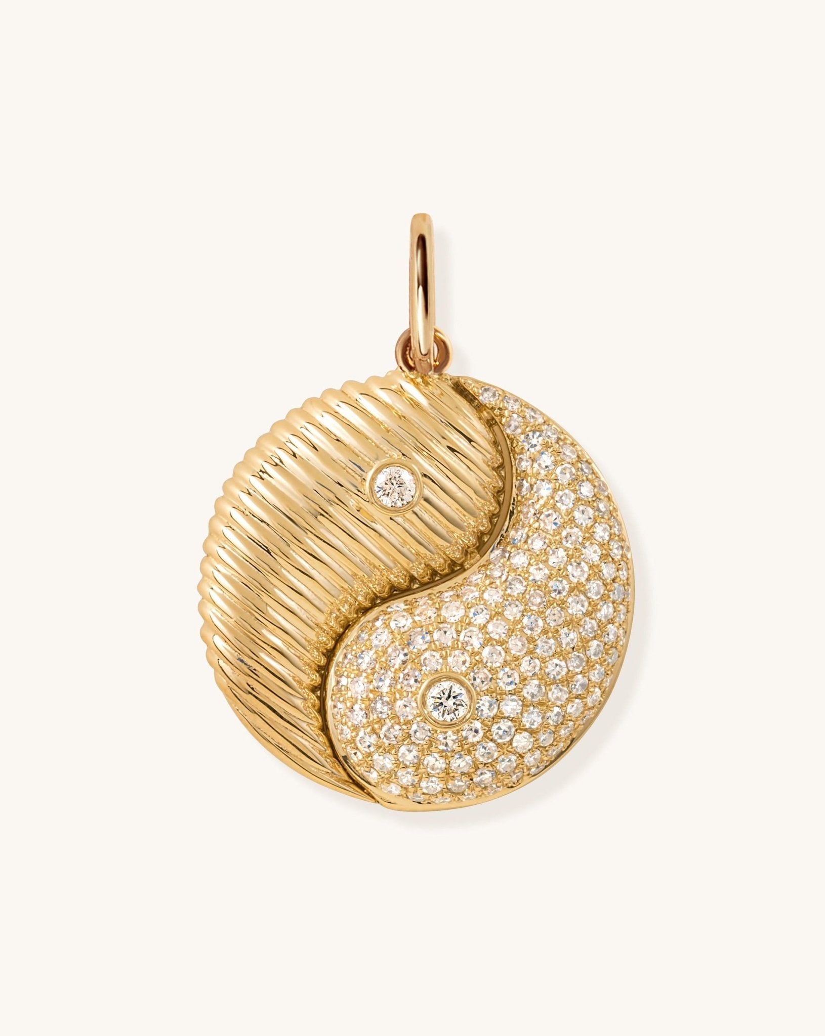 Large Gold and Diamond Yin & Yang Necklace Charm - Sparkle Society