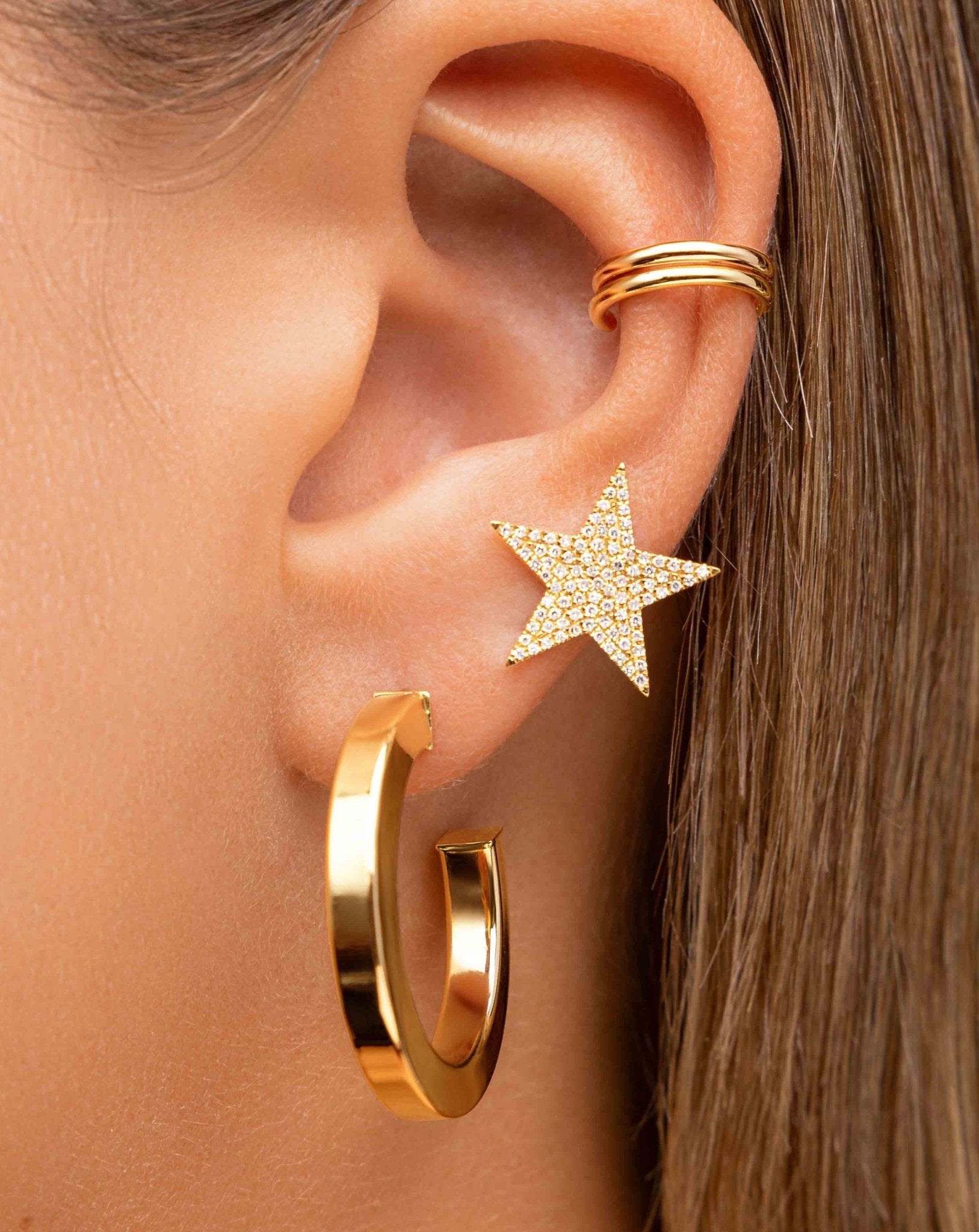 Large Pave Diamond Star Studs - Sparkle Society