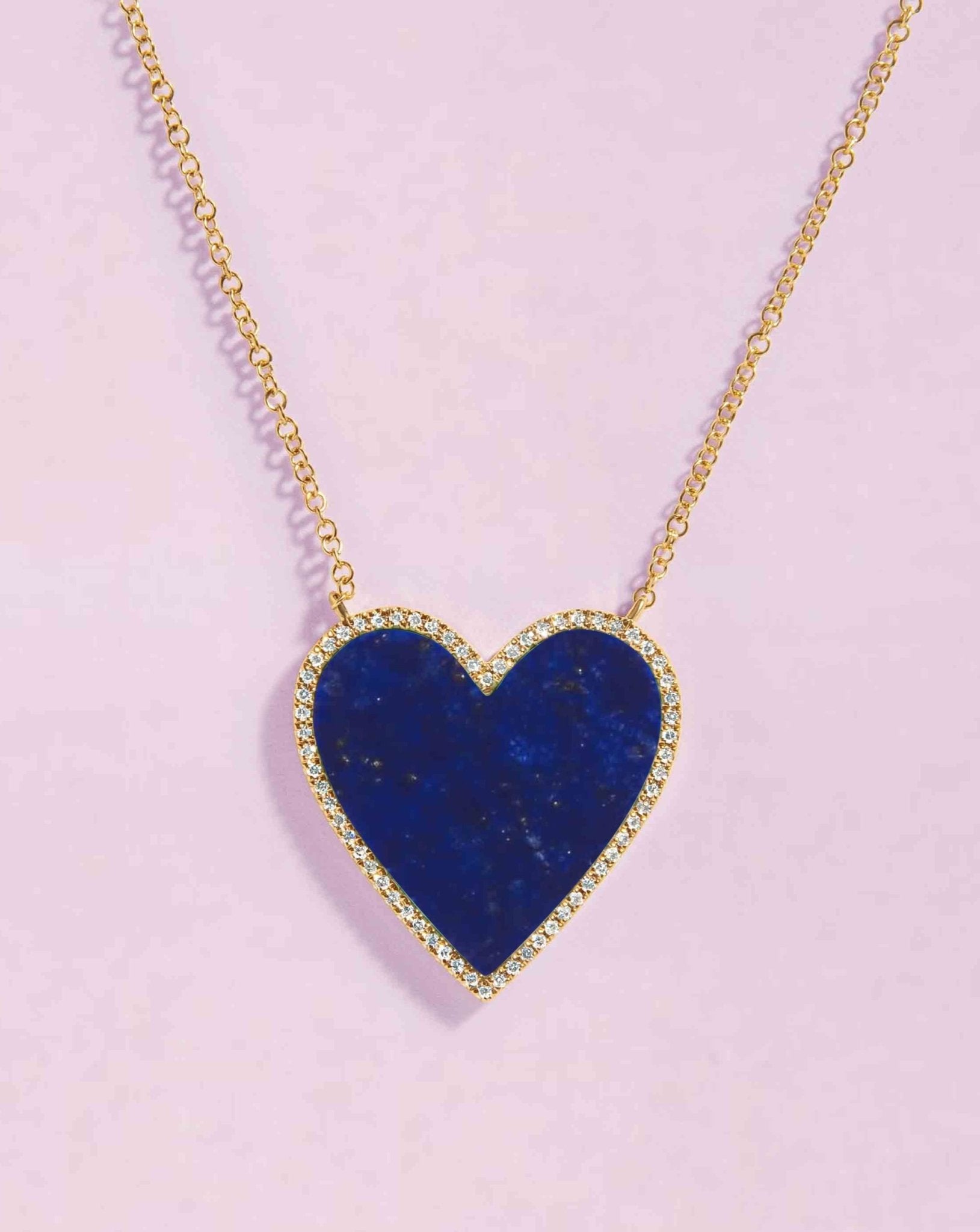 Large Pave Outline Gemstone Heart Necklace - Sparkle Society