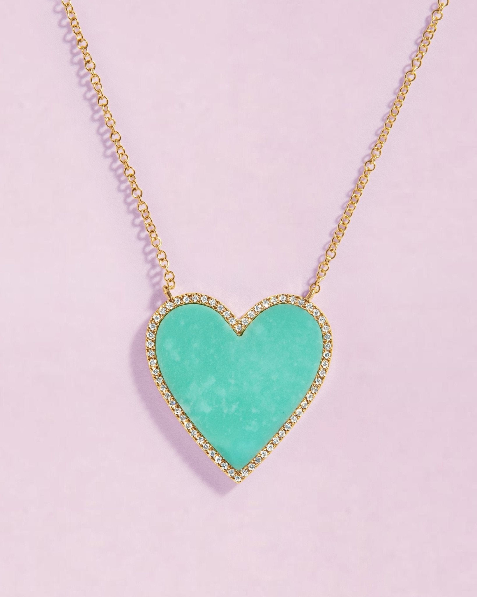 Large Pave Outline Gemstone Heart Necklace - Sparkle Society