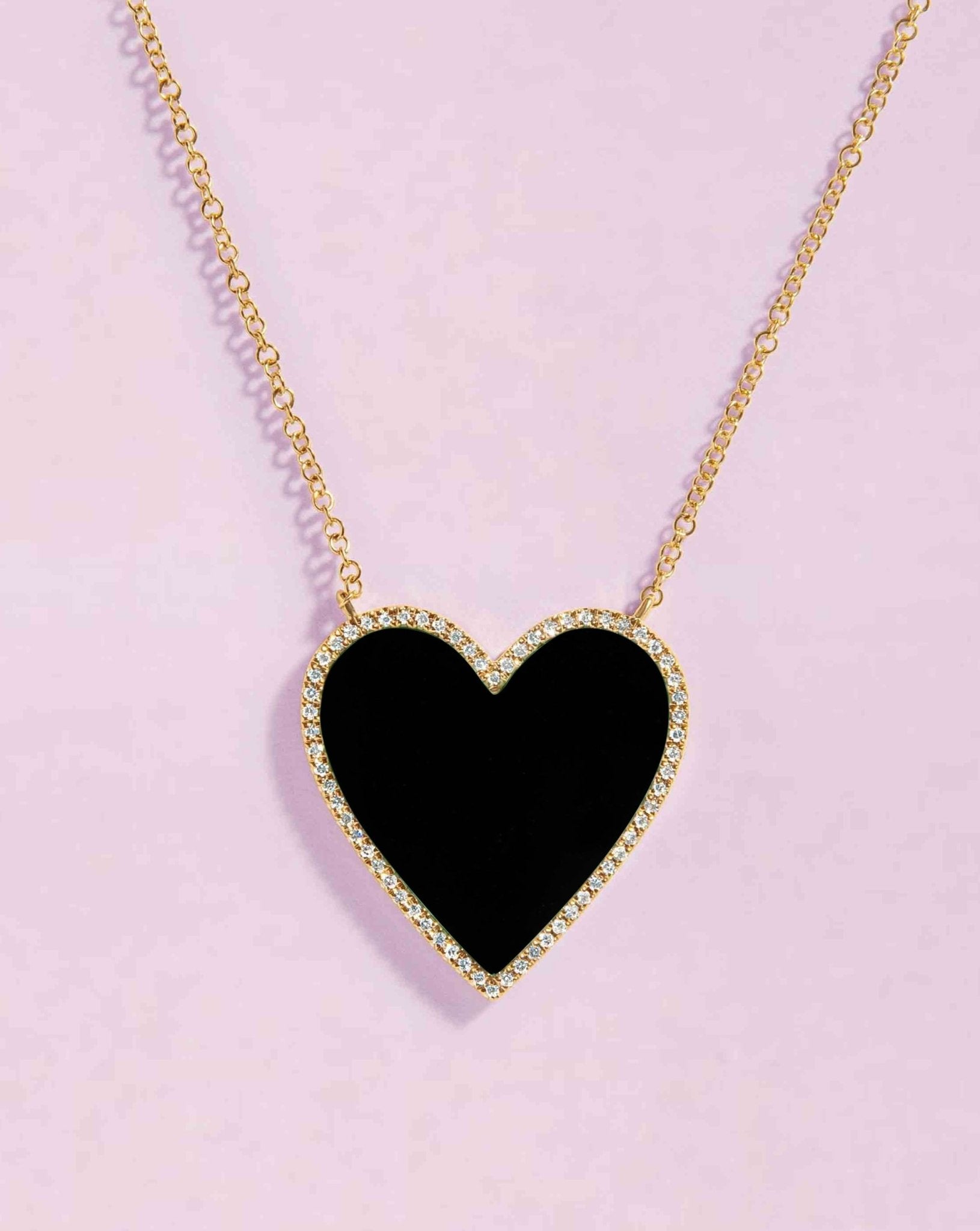 Large Pave Outline Gemstone Heart Necklace - Sparkle Society