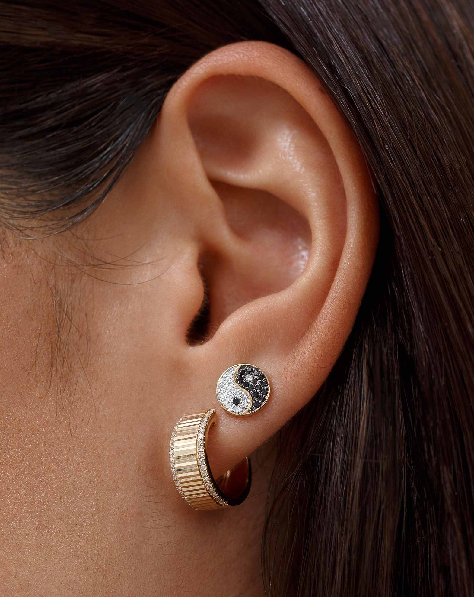 Medium Diamond Yin & Yang Studs - Sparkle Society