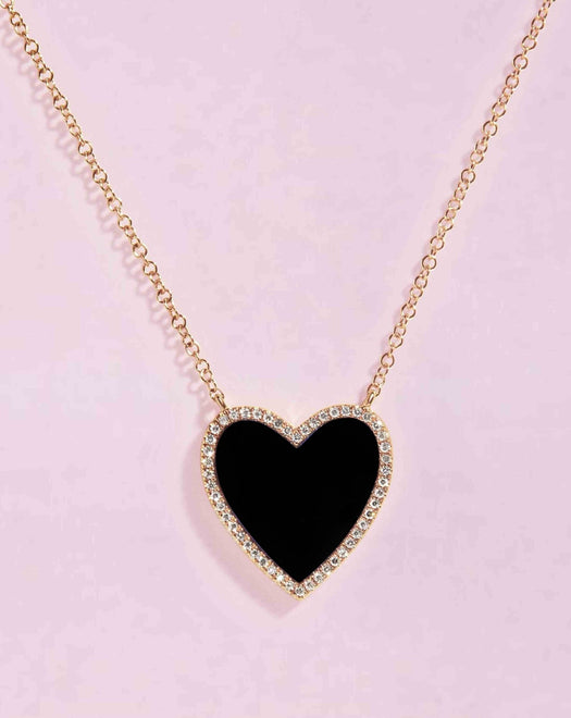 Medium Pave Outline Gemstone Heart Necklace - Sparkle Society