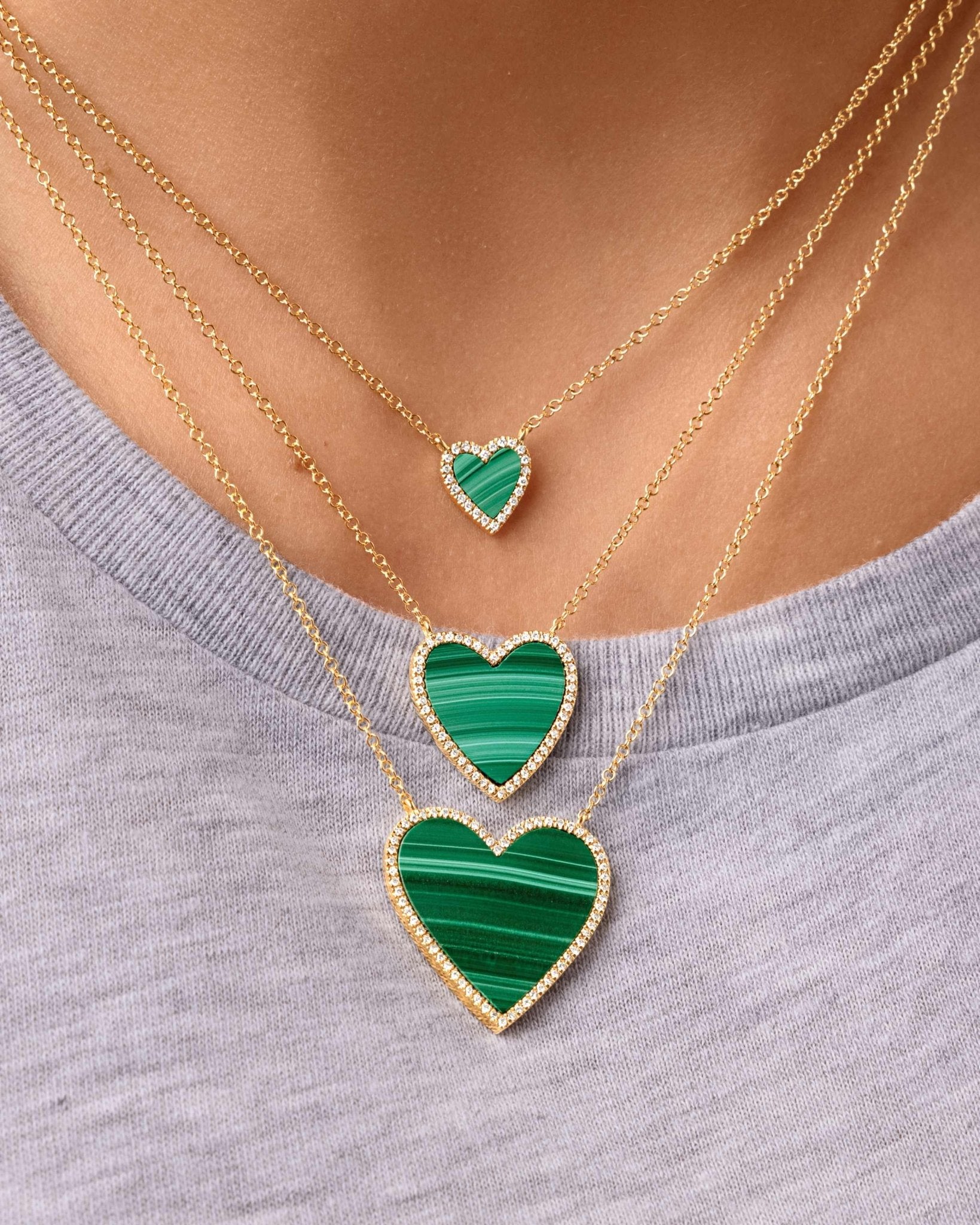 Medium Pave Outline Gemstone Heart Necklace - Sparkle Society