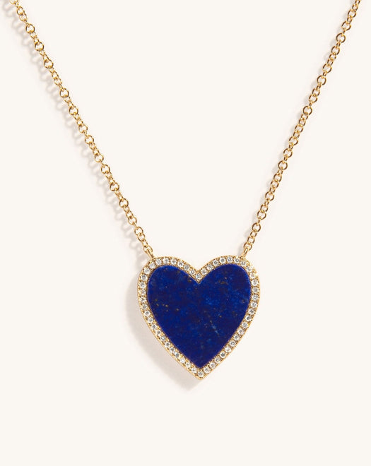 Medium Pave Outline Gemstone Heart Necklace - Sparkle Society