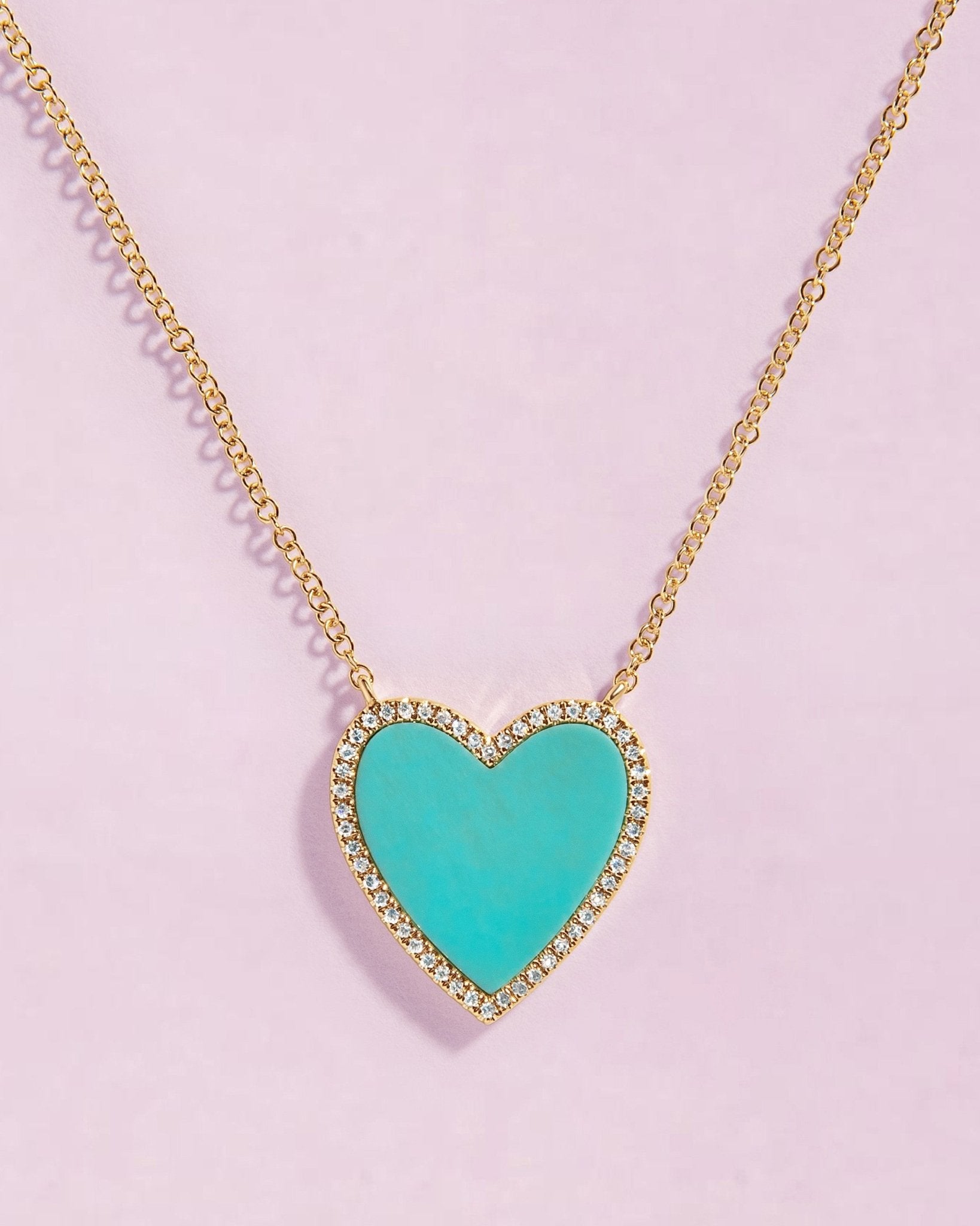 Medium Pave Outline Gemstone Heart Necklace - Sparkle Society