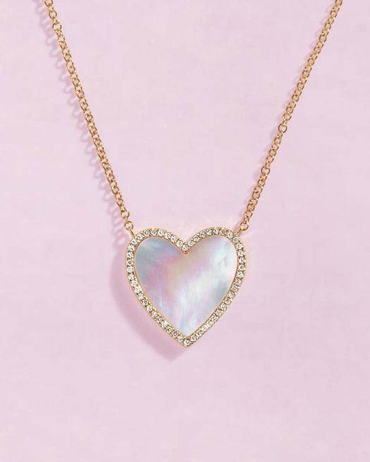 Medium Pave Outline Gemstone Heart Necklace - Sparkle Society