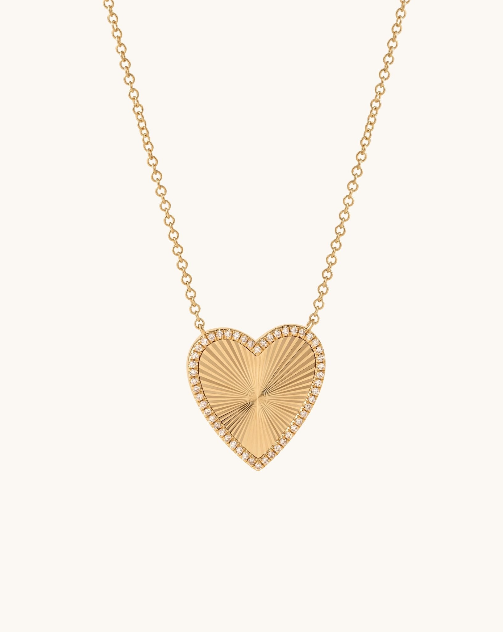 Pave Outline Radiant Gold Heart Necklace - Sparkle Society
