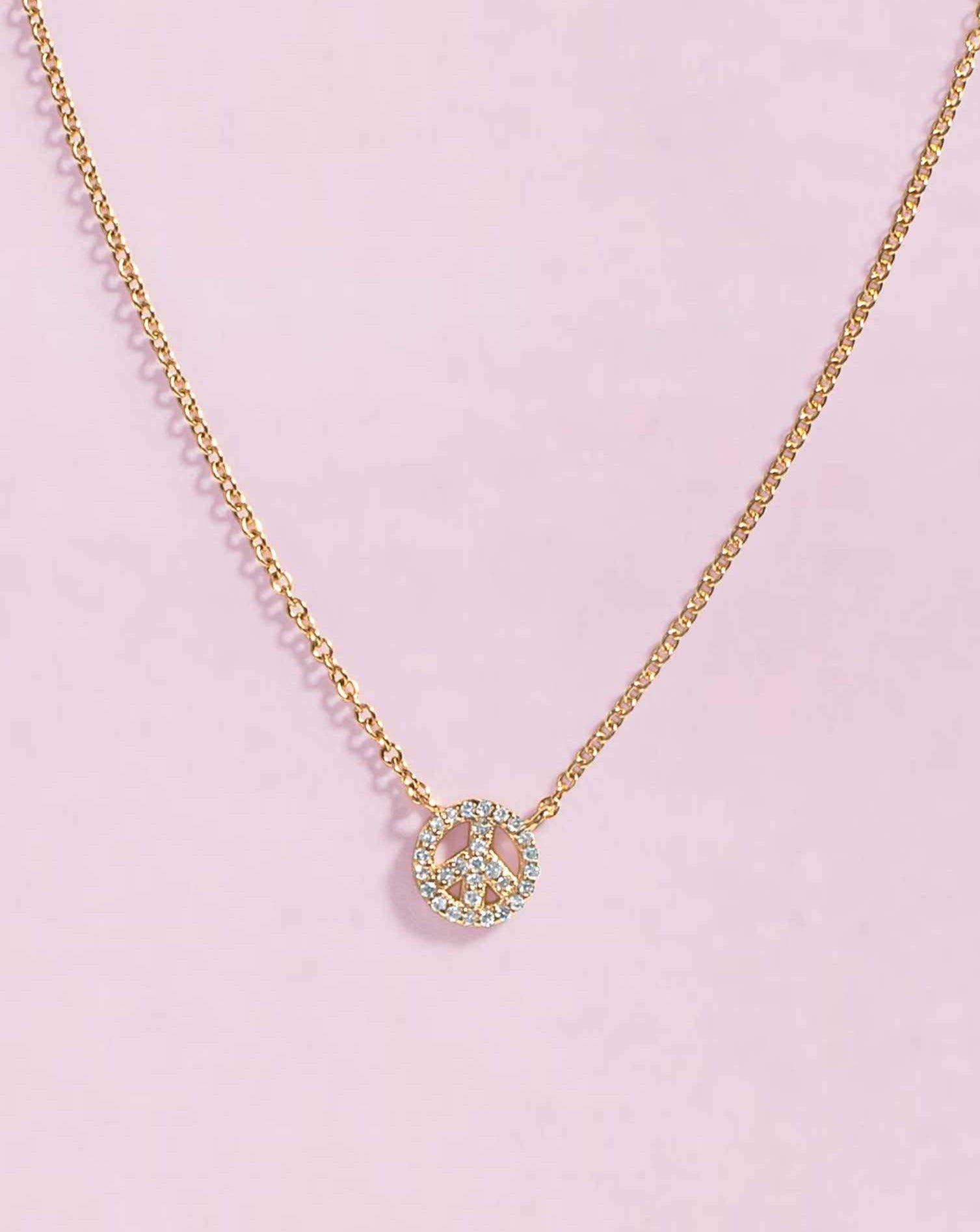 Mini Diamond Peace Necklace - Sparkle Society