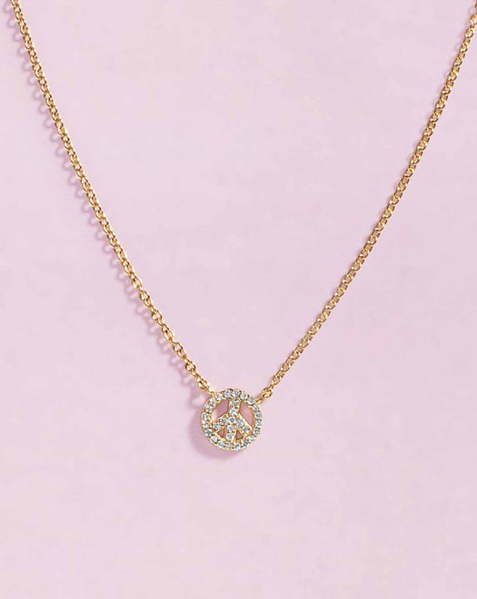 Mini Diamond Peace Necklace - Sparkle Society