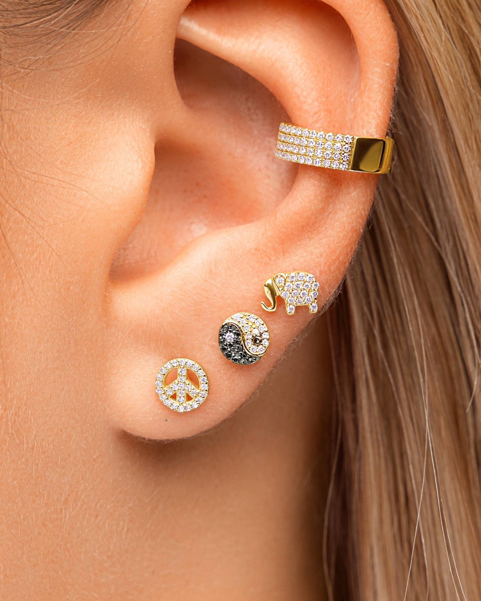 Mini Diamond Peace Studs - Sparkle Society