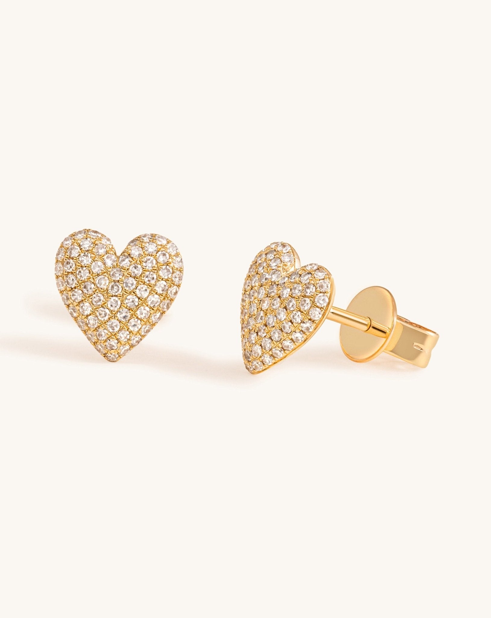 Mini Diamond Puffed Heart Studs - Sparkle Society