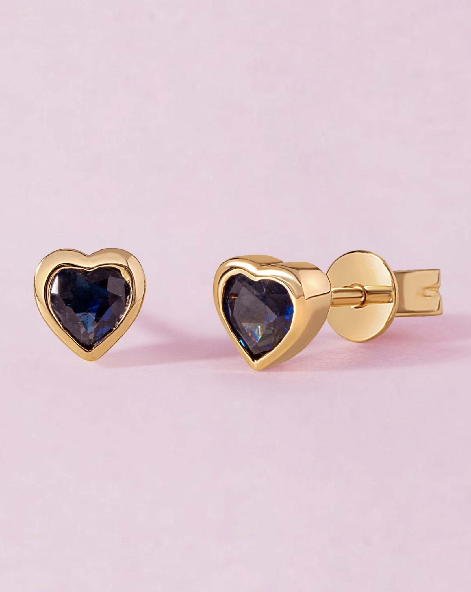 Mini Gemstone Bezel Heart Studs - Sparkle Society