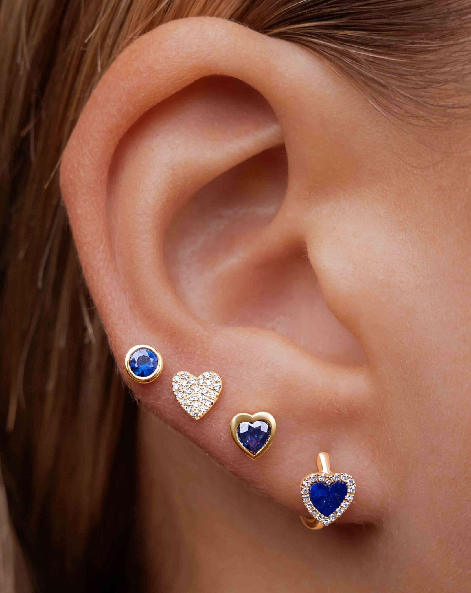 Mini Gemstone Bezel Heart Studs - Sparkle Society