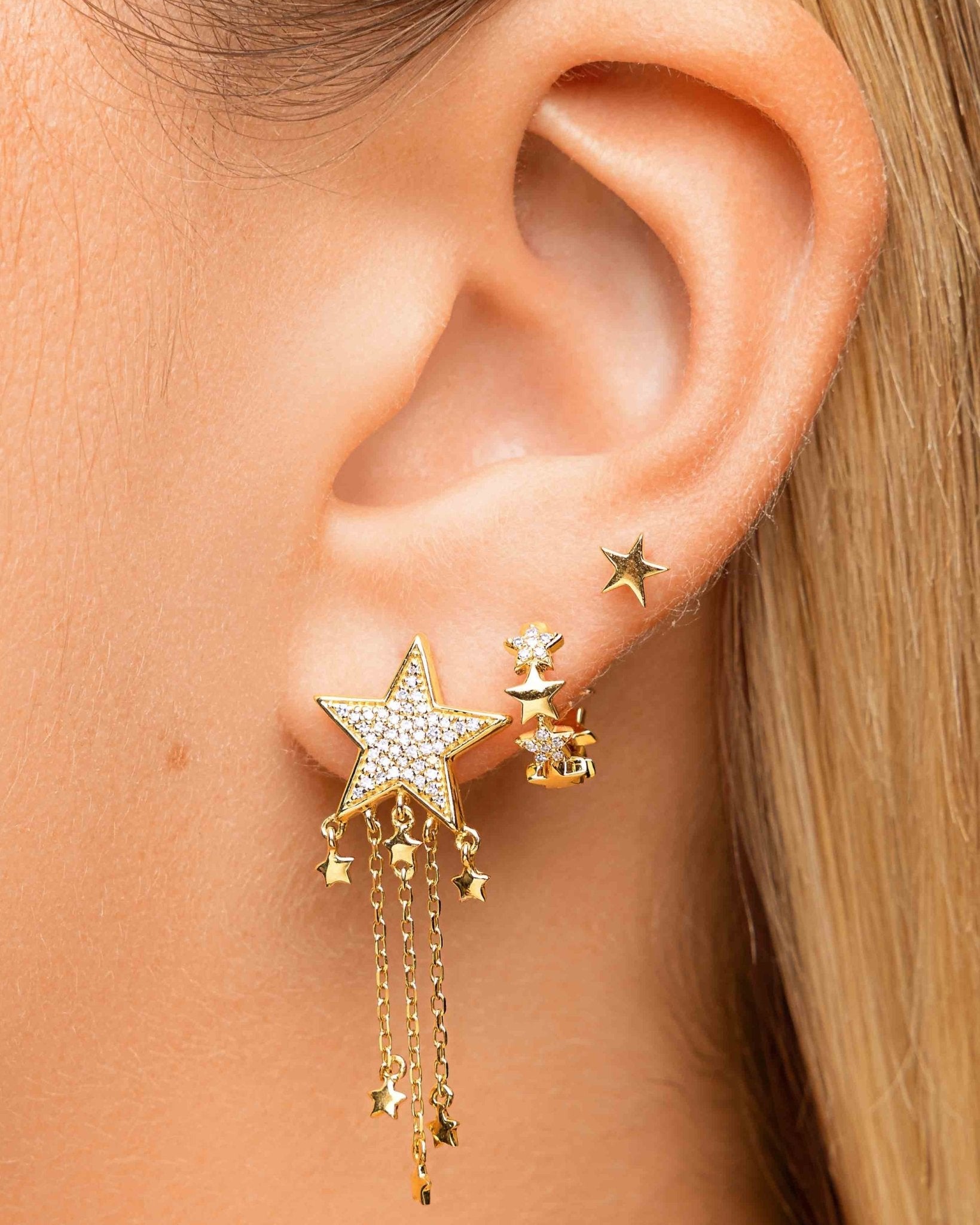 Mini Solid Gold Star Studs - Sparkle Society