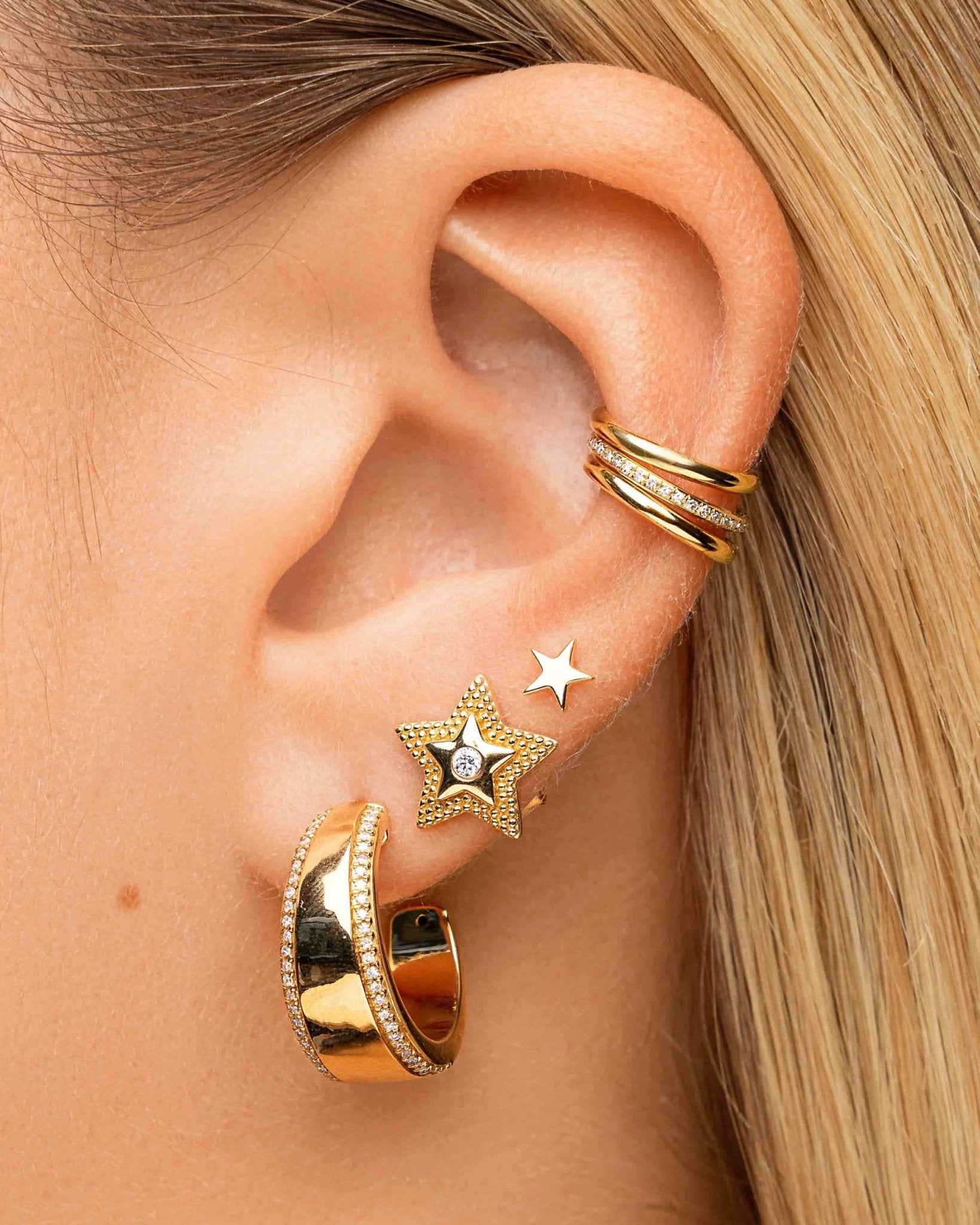 Mini Solid Gold Star Studs - Sparkle Society