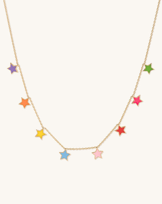 Multi Color Enamel Star Necklace - Sparkle Society