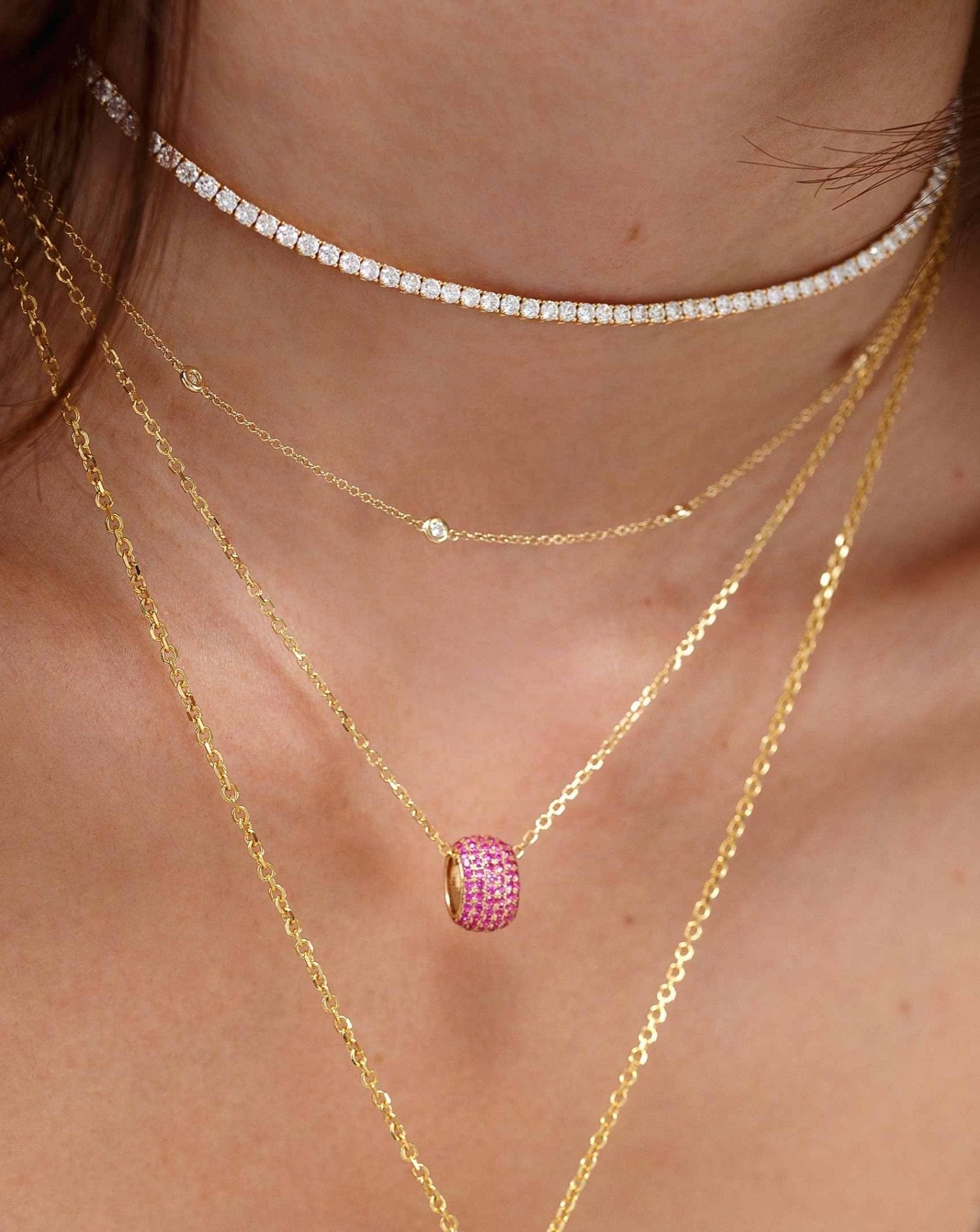 Multi Diamond Bezel Necklace - Sparkle Society