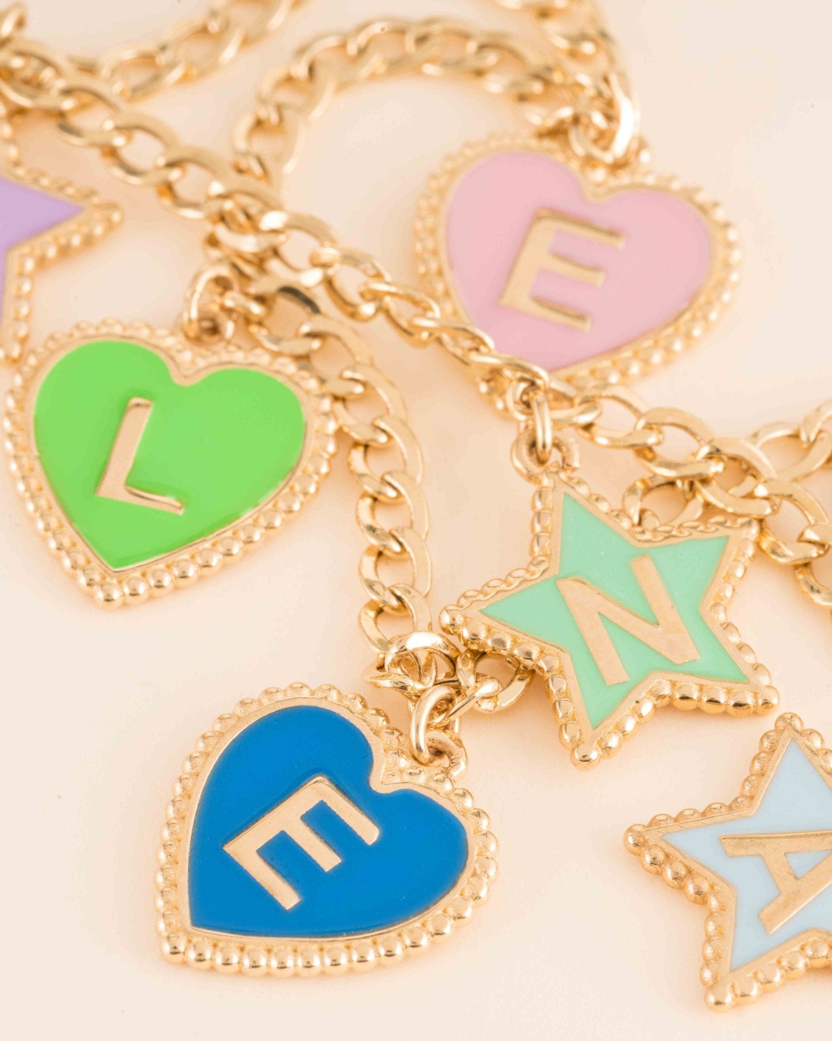 Multi Enamel Heart Initials Necklace - Sparkle Society