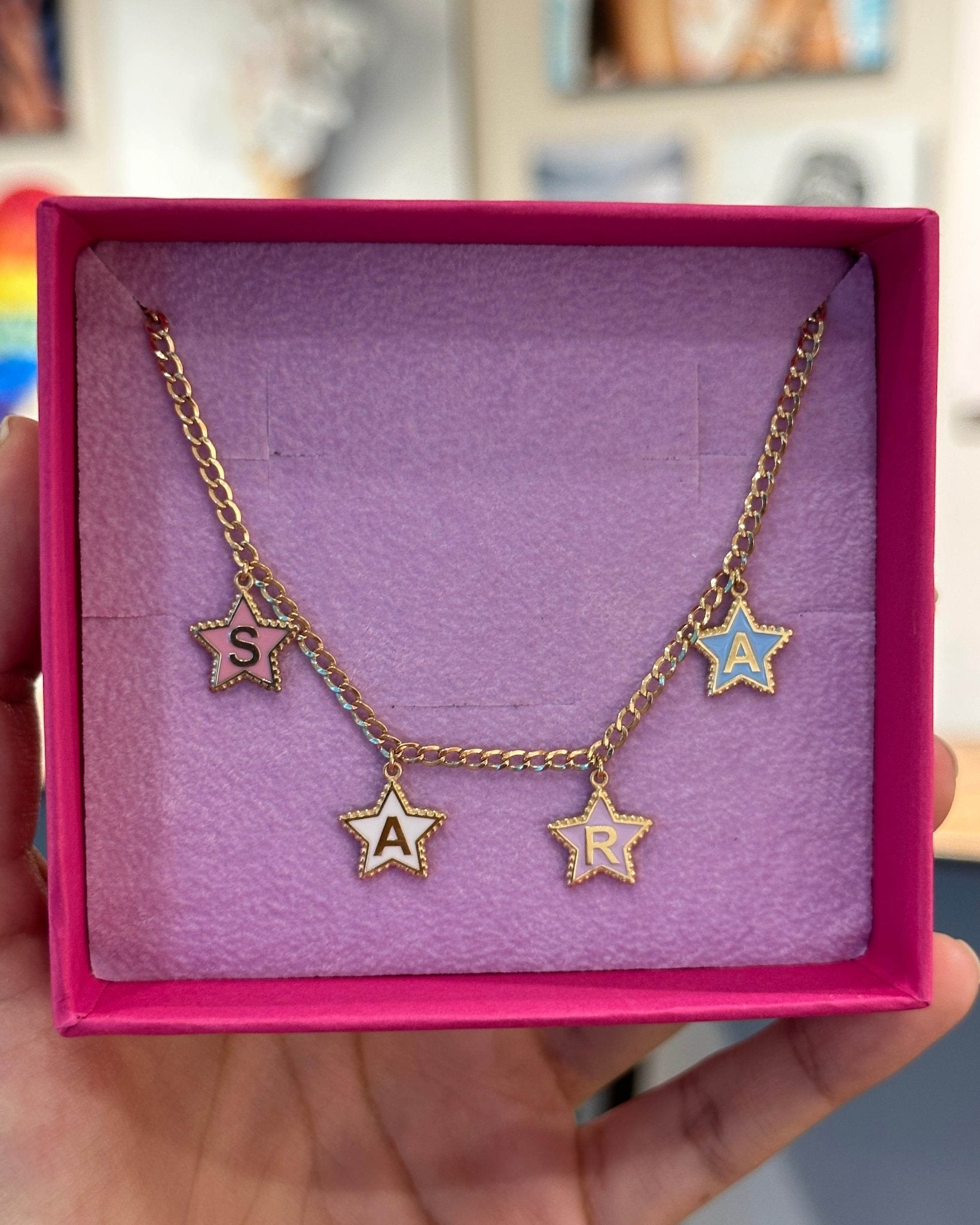 Multi Enamel Star Initials Necklace - Sparkle Society