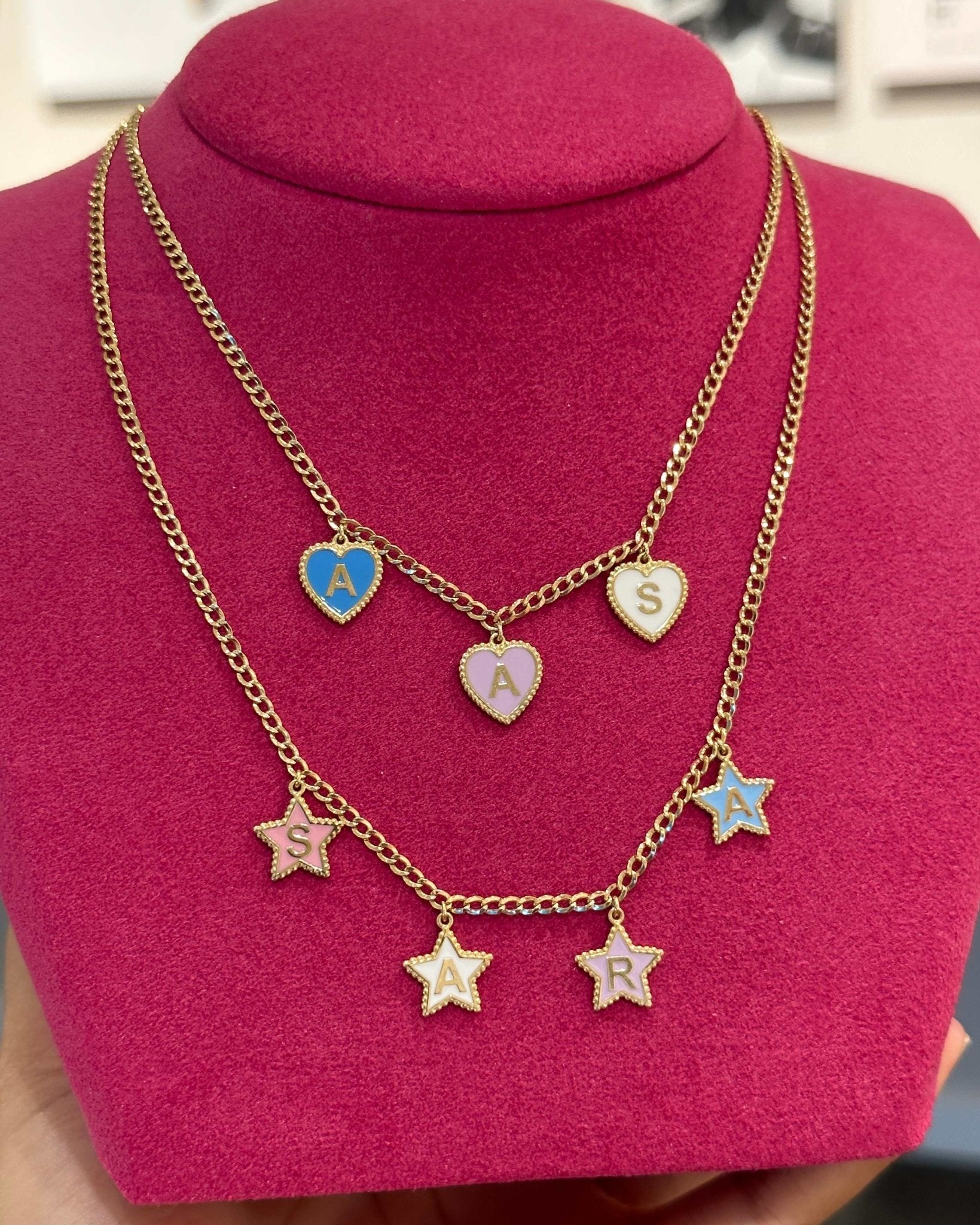 Multi Enamel Star Initials Necklace - Sparkle Society