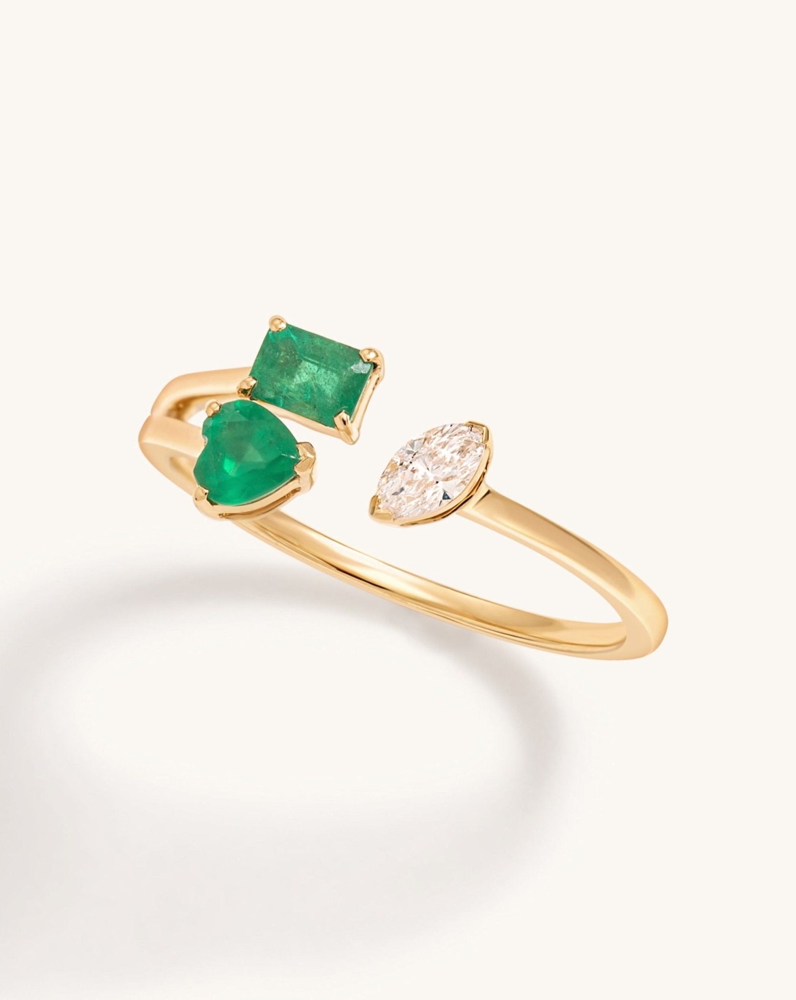 Multi Fancy Gemstone And Marquise Diamond Open Ring - Sparkle Society