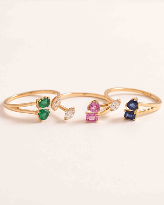 Multi Fancy Gemstone And Marquise Diamond Open Ring - Sparkle Society