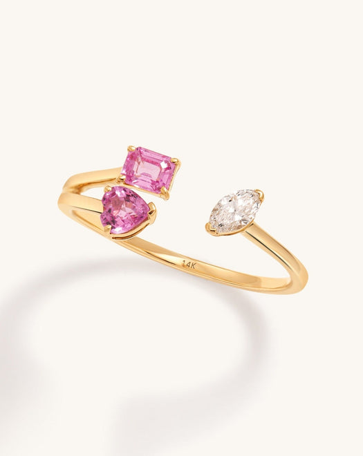 Multi Fancy Gemstone And Marquise Diamond Open Ring - Sparkle Society