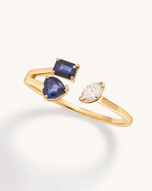 Multi Fancy Gemstone And Marquise Diamond Open Ring - Sparkle Society