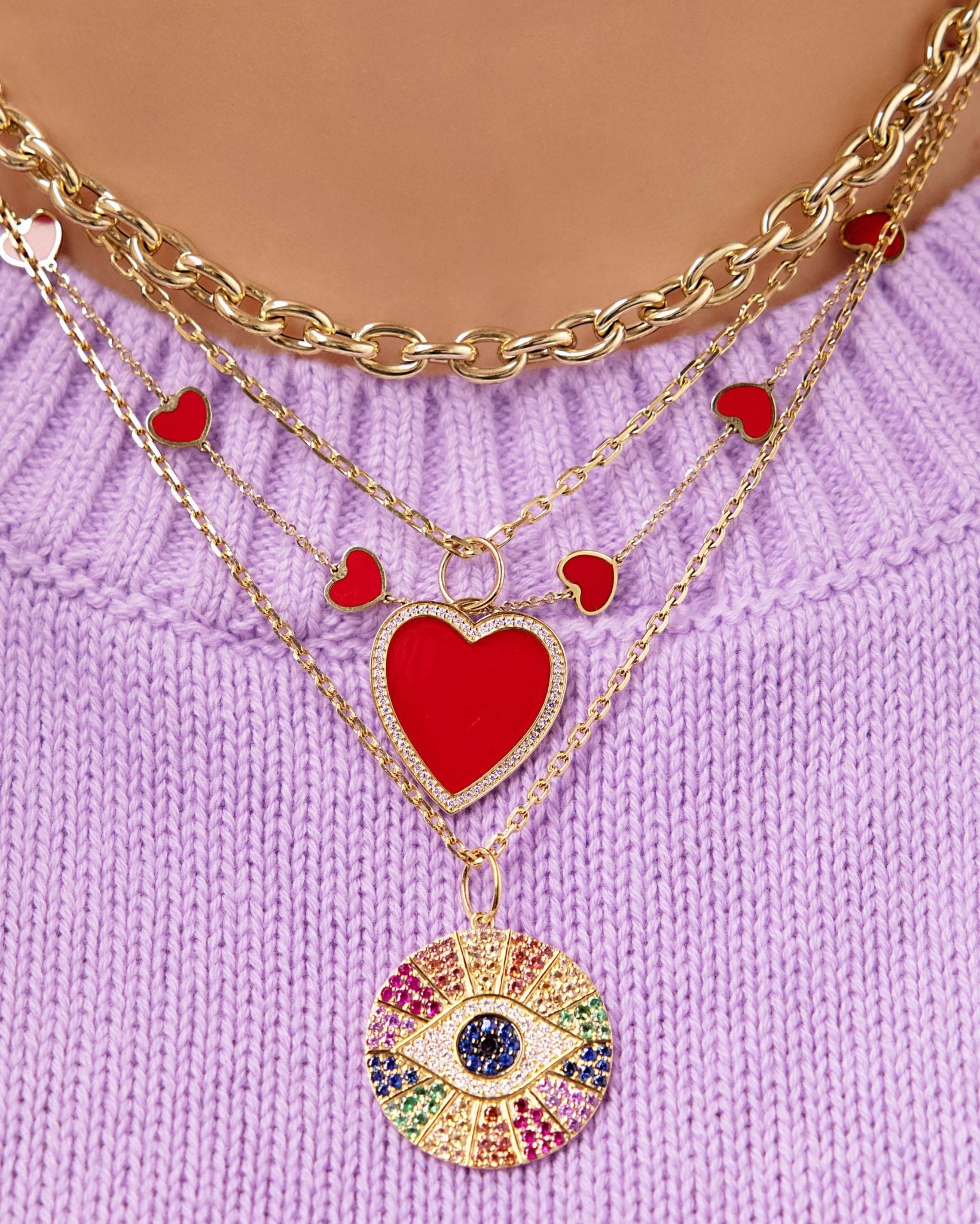 Multi Gemstone Heart Necklace - Sparkle Society