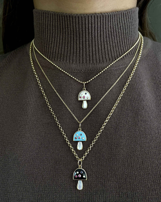 Multi Gemstone Mushroom Necklace Charm - Sparkle Society