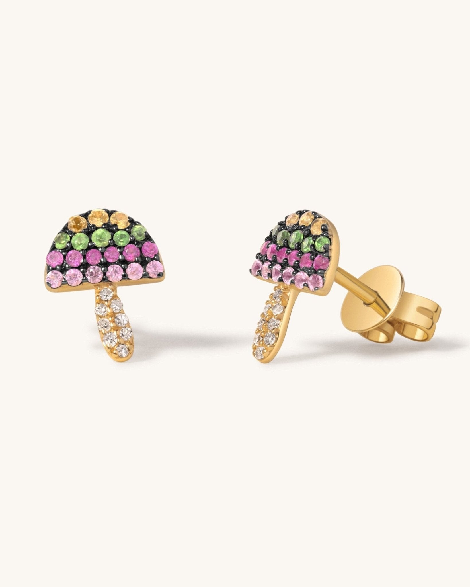 Multi Gemstone Mushroom Studs - Sparkle Society