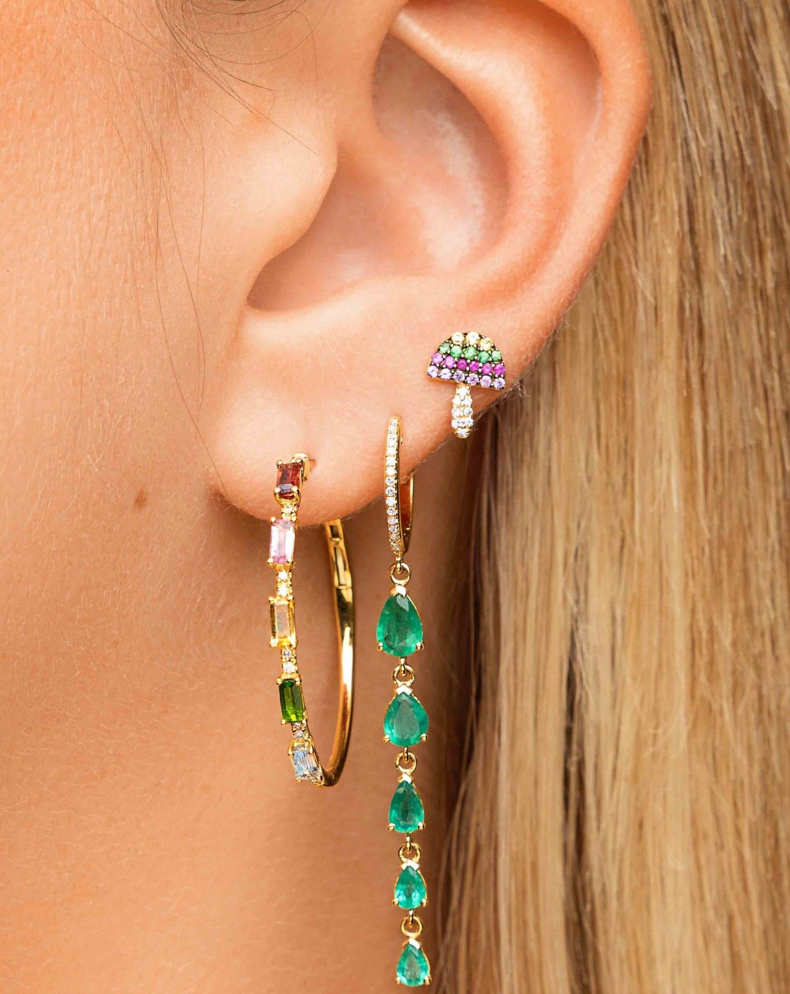 Multi Gemstone Mushroom Studs - Sparkle Society