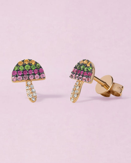 Multi Gemstone Mushroom Studs - Sparkle Society