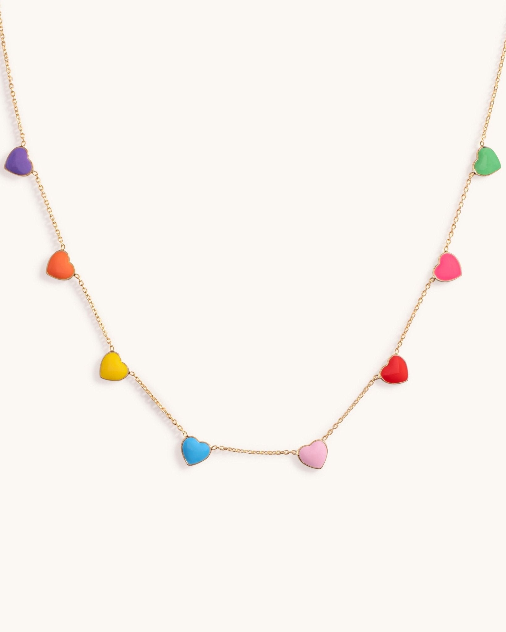 Multicolor Enamel Heart Necklace - Sparkle Society